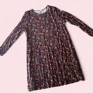 Old Navy Black Floral Mini Dress with Red and Yellow Flowers